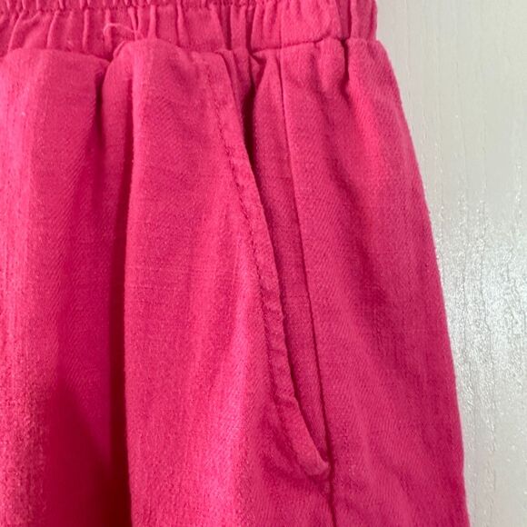 BLANK NYC Womens Linen Blend Elastic Waist Shorts Loose Baggy‎ Barbie Pink Sz L - Picture 2 of 5